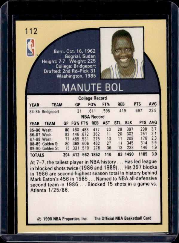 1990-91 Hoops #112 Manute Bol