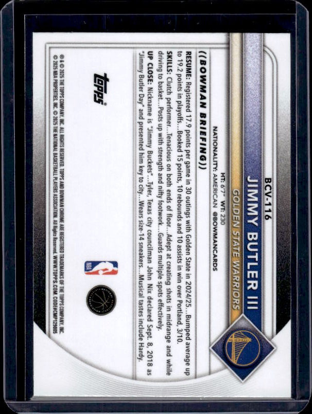 2025-26 Bowman #BCV-116 Jimmy Butler III Chrome