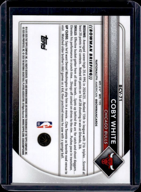 2025-26 Bowman #BCV-71 Coby White Chrome