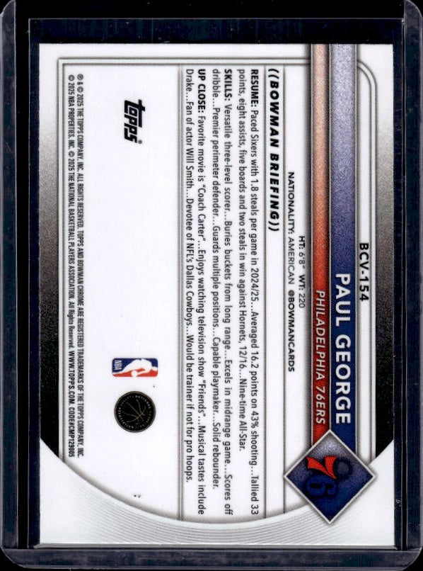 2025-26 Bowman #BCV-154 Paul George Chrome
