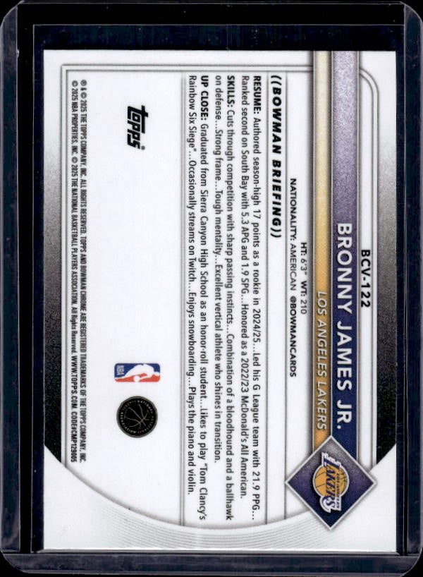 2025-26 Bowman #BCV-122 Bronny James Jr. Chrome
