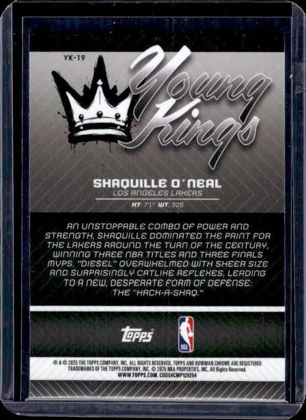 2025-26 Bowman #YK-19 Shaquille O'Neal Young Kings