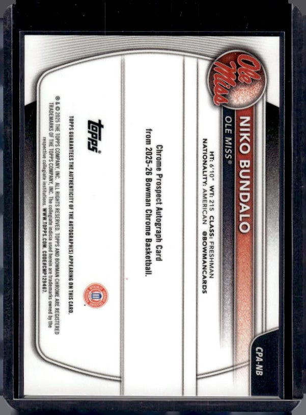 2025-26 Bowman #BPP-18 Niko Bundalo Prospects