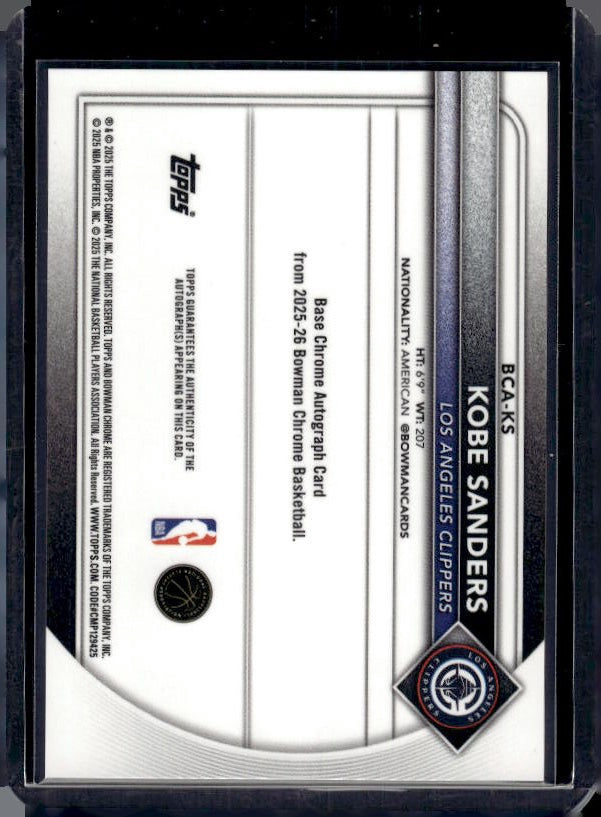 2025-26 Bowman #47 Kobe Sanders