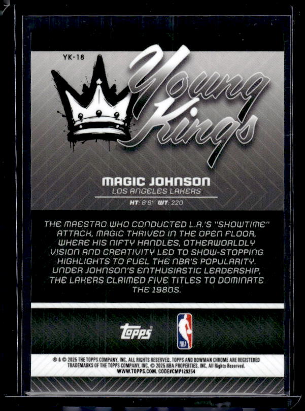 2025-26 Bowman #YK-18 Magic Johnson Young Kings Mini-Diamond Refractors #/150