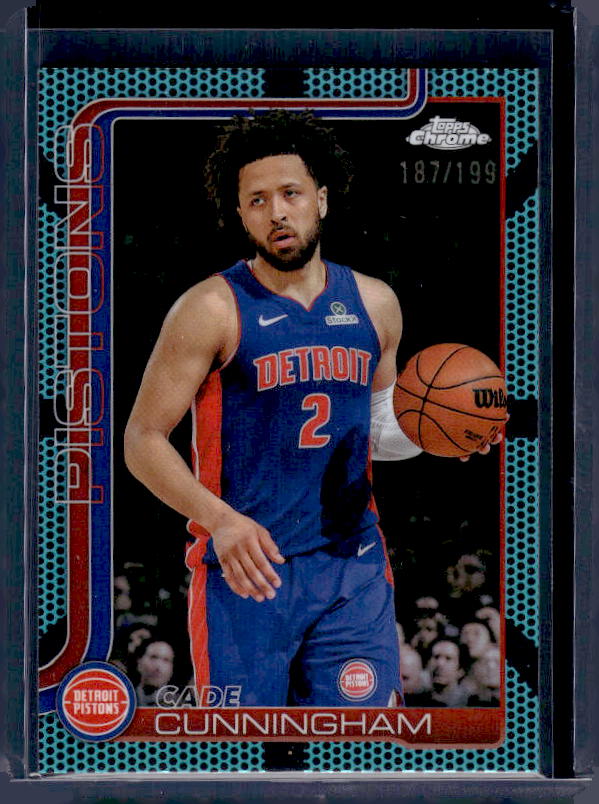 2025-26 Topps Chrome #88 Cade Cunningham Aqua Basketball Refractor #/199