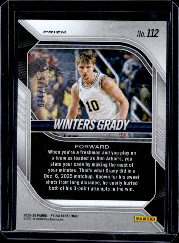 2025-26 Panini Prizm #112 Winters Grady Purple Pulsar Prizm #/175
