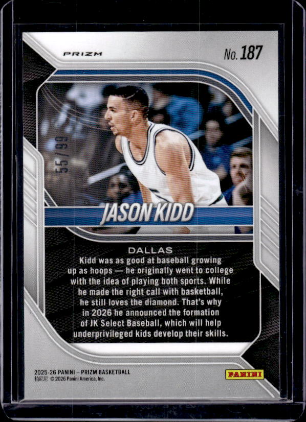 2025-26 Panini Prizm #187 Jason Kidd White Lazer Prizm #/99