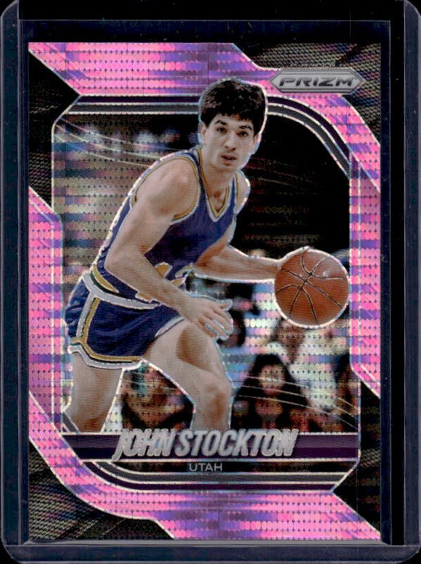 2025-26 Panini Prizm #158 John Stockton Pink Pulsar Prizm #/199