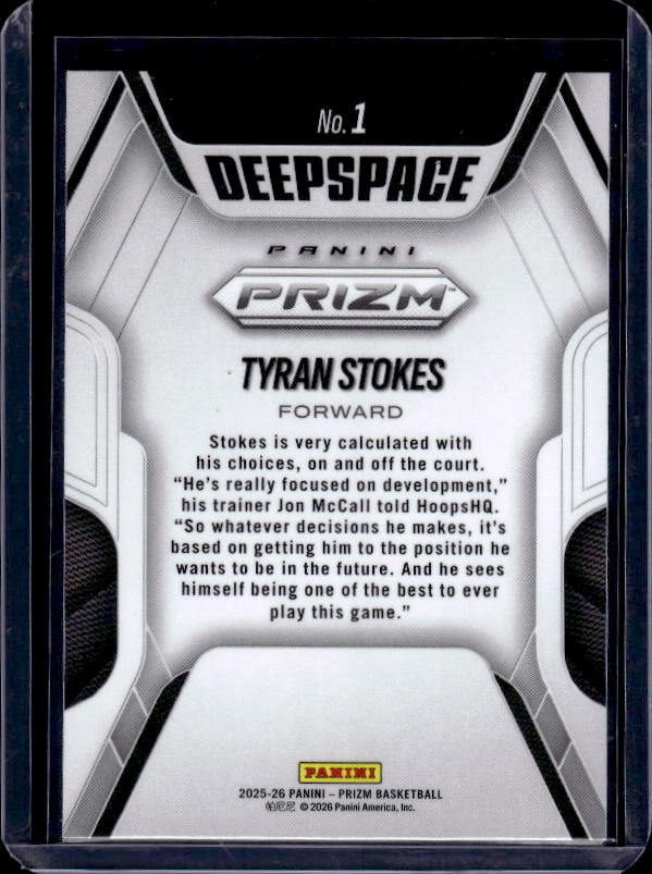 2025-26 Panini Prizm #1 Tyran Stokes Deep Space