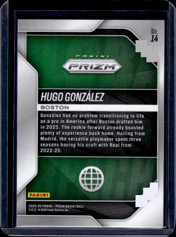 2025-26 Panini Prizm #14 Hugo Gonzalez Global Reach