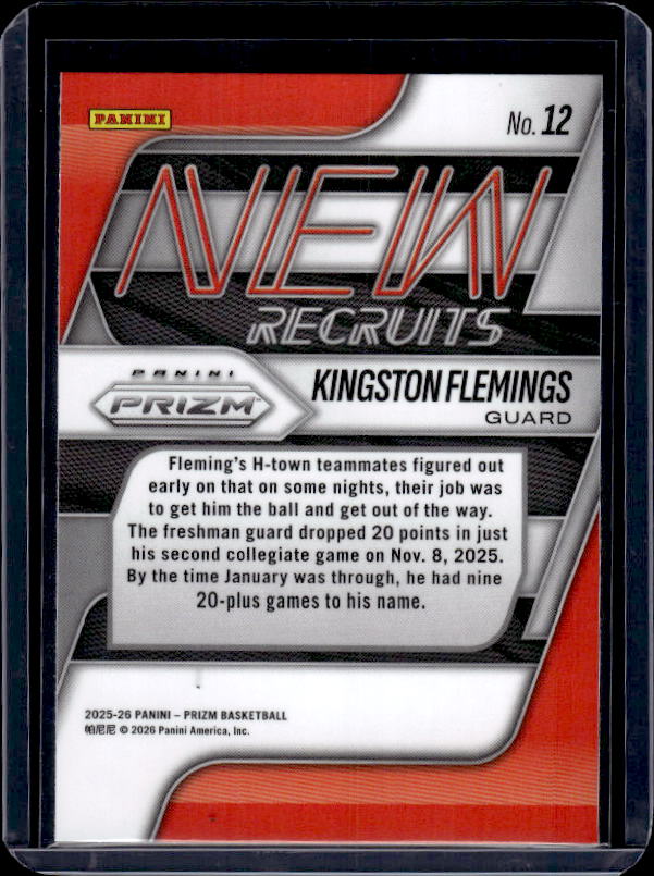 2025-26 Panini Prizm #12 Kingston Flemings New Recruits
