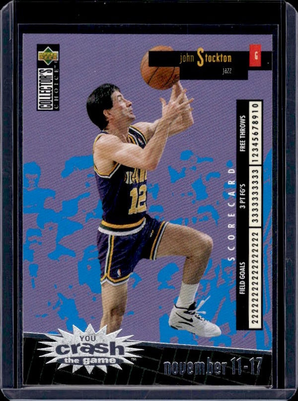 1996-97 Collector's Choice #C27a John Stockton You Crash the Game Scoring Silver