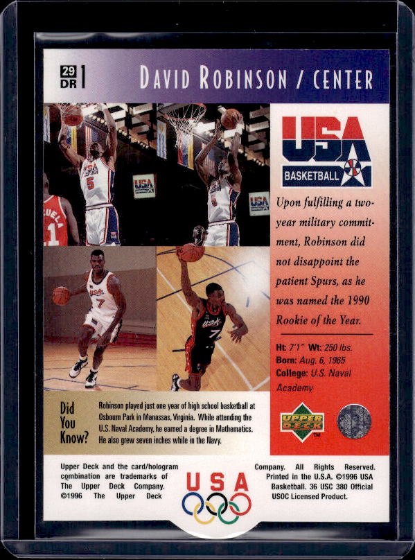 1996 Upper Deck USA #29 David Robinson