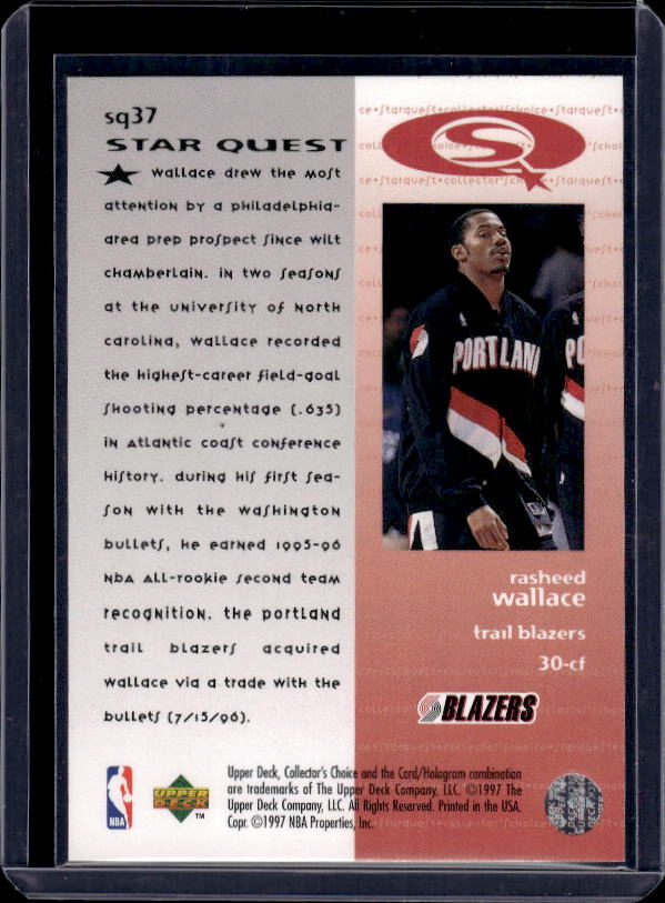 1997-98 Collector's Choice #SQ37 Rasheed Wallace StarQuest