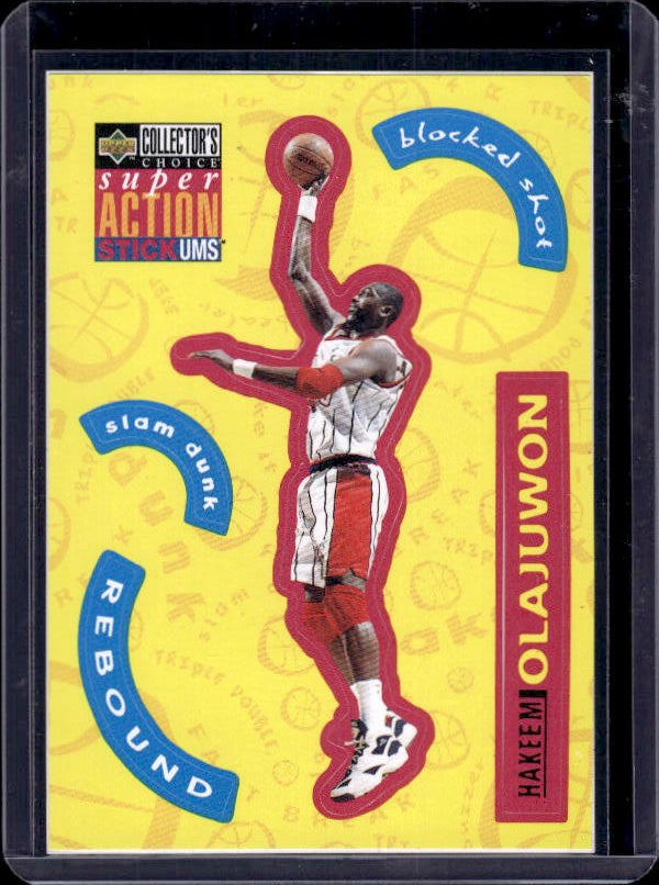 1996-97 Collector's Choice #S10 Hakeem Olajuwon Super Action Stick 'Ums