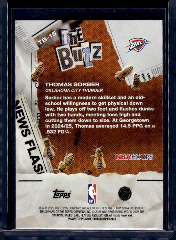 2025-26 Hoops #TB-15 Thomas Sorber The Buzz