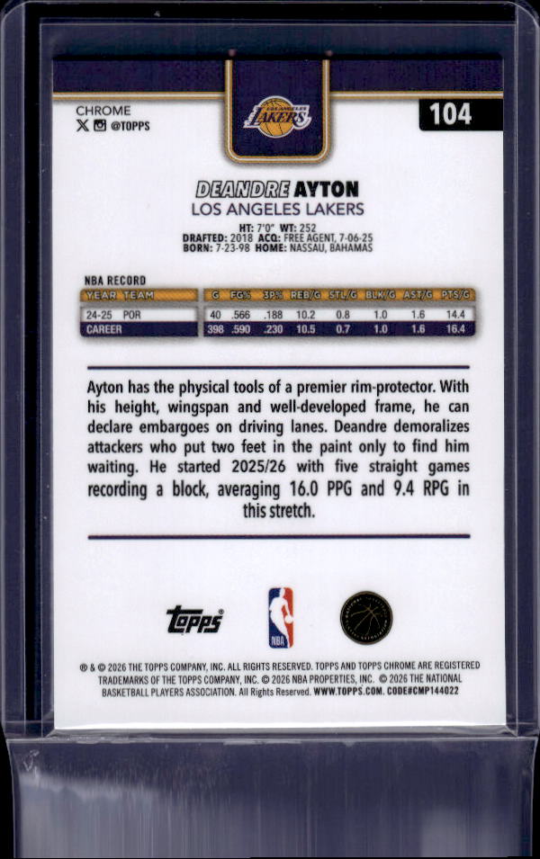 2025-26 Topps Chrome Update #44 Amen Thompson RayWave Refractor