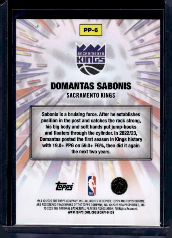 2025-26 Topps Chrome Update #PP-6 Domantas Sabonis Power Players