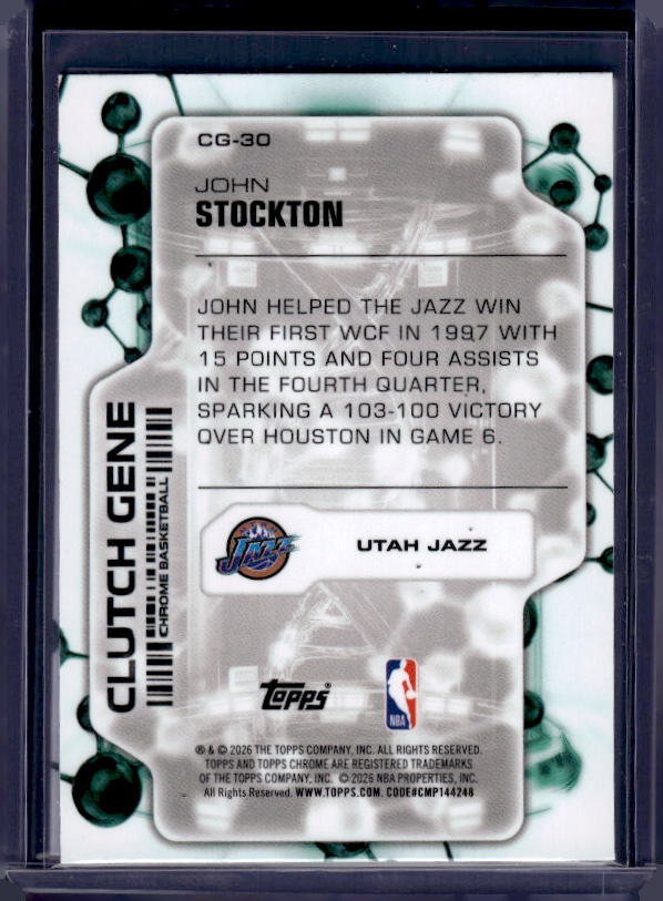 2025-26 Topps Chrome Update #CG-30 John Stockton Clutch Gene