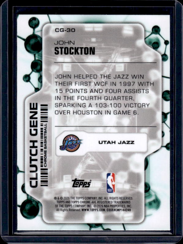 2025-26 Topps Chrome Update #CG-30 John Stockton Clutch Gene