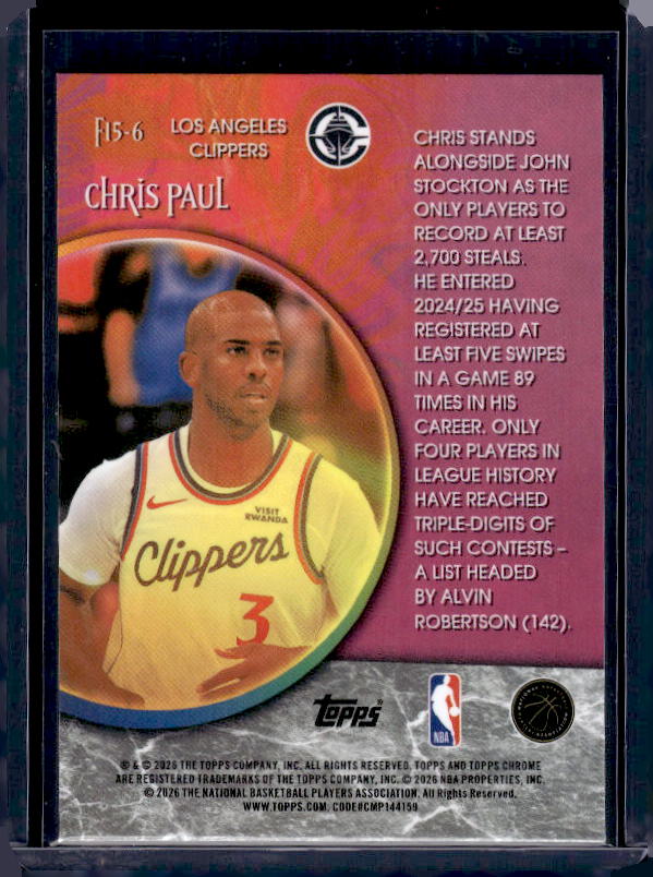 2025-26 Topps Chrome Update #F15-6 Chris Paul Fortune 15