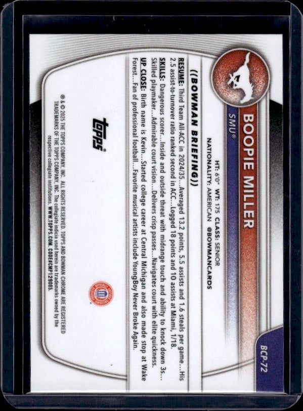 2025-26 Bowman #BCP-72 Boopie Miller Chrome Prospects