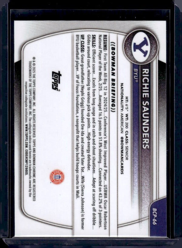 2025-26 Bowman #BCP-66 Richie Saunders Chrome Prospects
