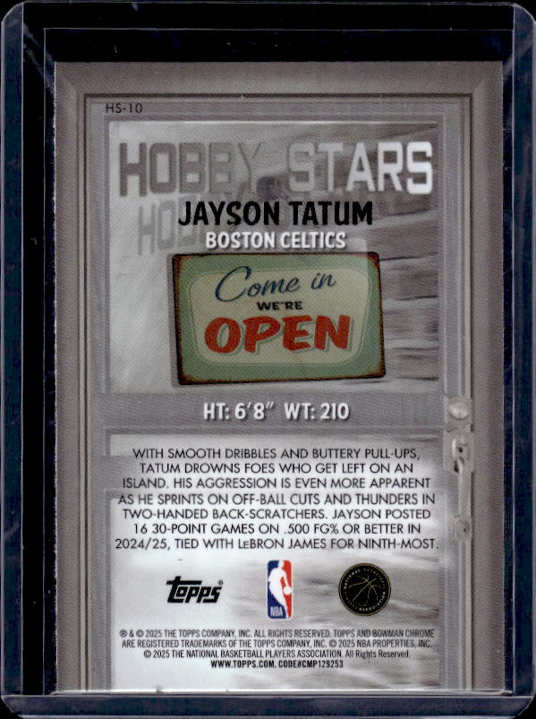 2025-26 Bowman #HS-10 Jayson Tatum Hobby Stars