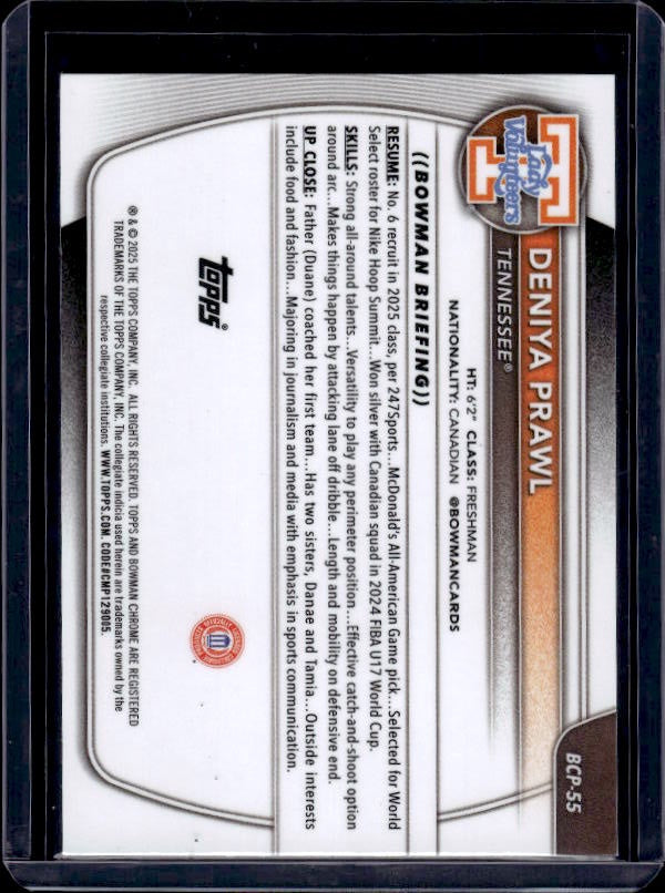 2025-26 Bowman #BCP-55 Deniya Prawl Chrome Prospects