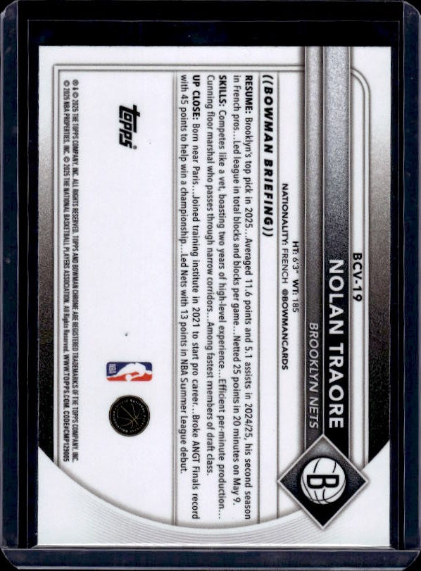 2025-26 Bowman #BCV-19 Nolan Traore Chrome