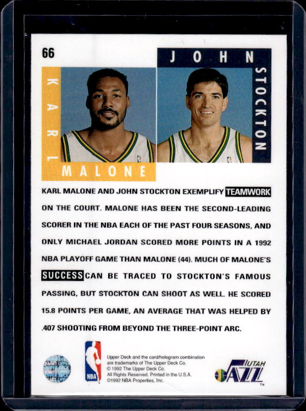 1992-93 Upper Deck #66 Karl Malone / John Stockton