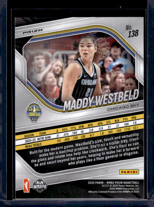 2025 Panini Prizm WNBA #138 Maddy Westbeld Orange Ice Prizms