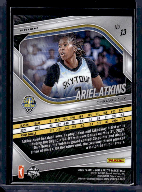 2025 Panini Prizm WNBA #13 Ariel Atkins Orange Ice Prizms