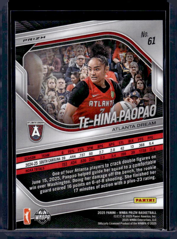 2025 Panini Prizm WNBA #61 Te-Hina Paopao Silver Prizms