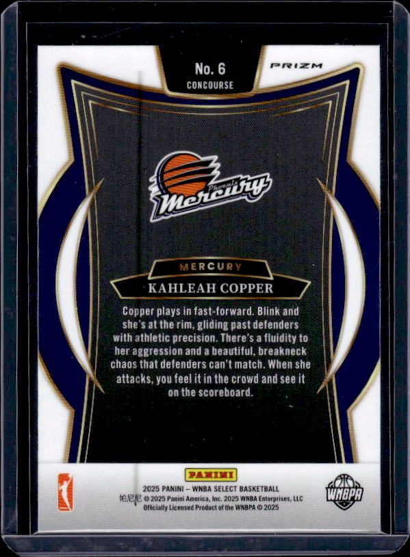 2025 Panini Select WNBA #6 Kahleah Copper Silver Prizms
