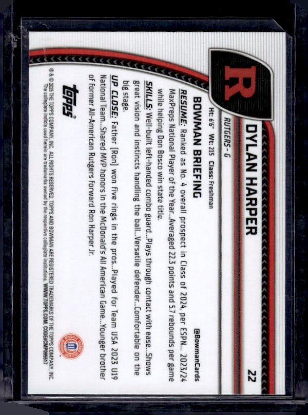 2024-25 Bowman University Chrome #22 Dylan Harper