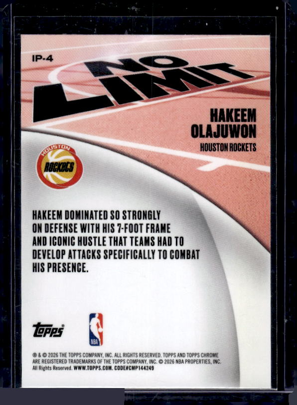 2025-26 Topps Chrome Update #IP-4 Hakeem Olajuwon No Limit