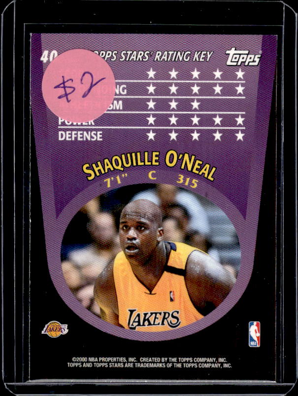 2000-01 Topps Stars #40 Shaquille O'Neal