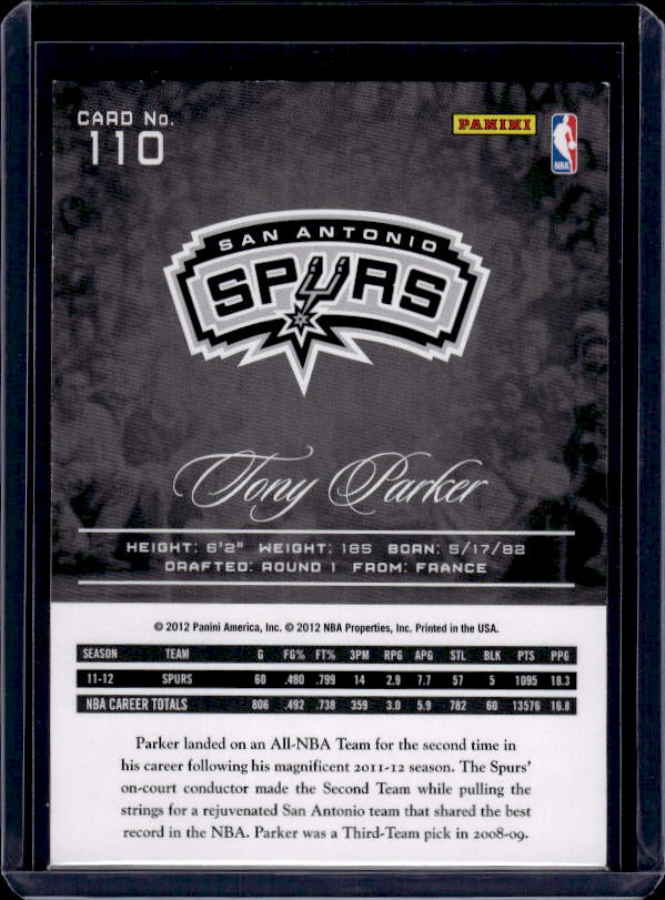 2012-13 Panini Prestige #110 Tony Parker