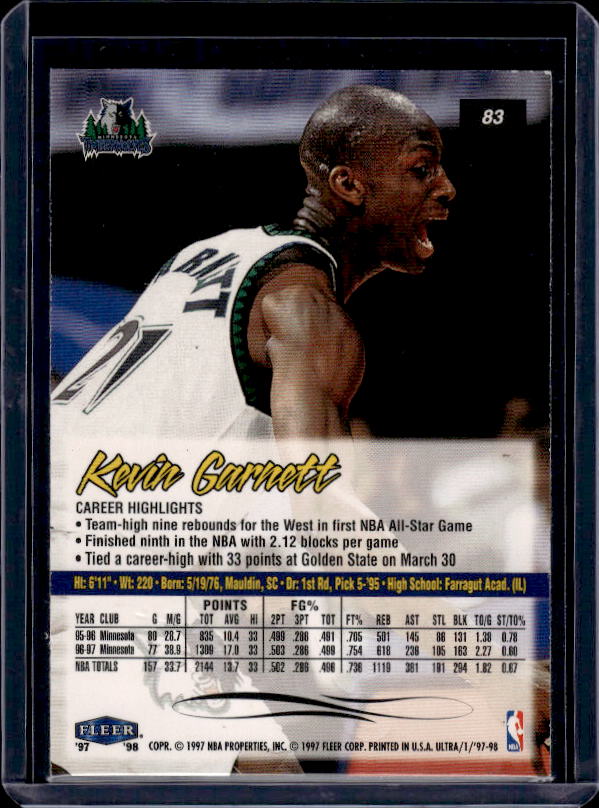 1997-98 Ultra #83 Kevin Garnett