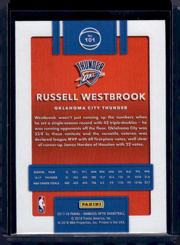 2017-18 Donruss Optic #101 Russell Westbrook