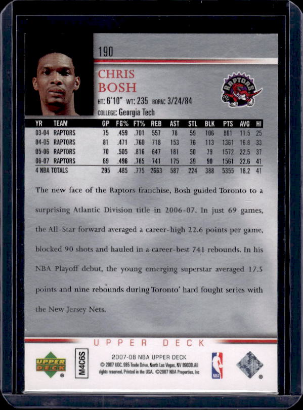 2007-08 Upper Deck #190 Chris Bosh