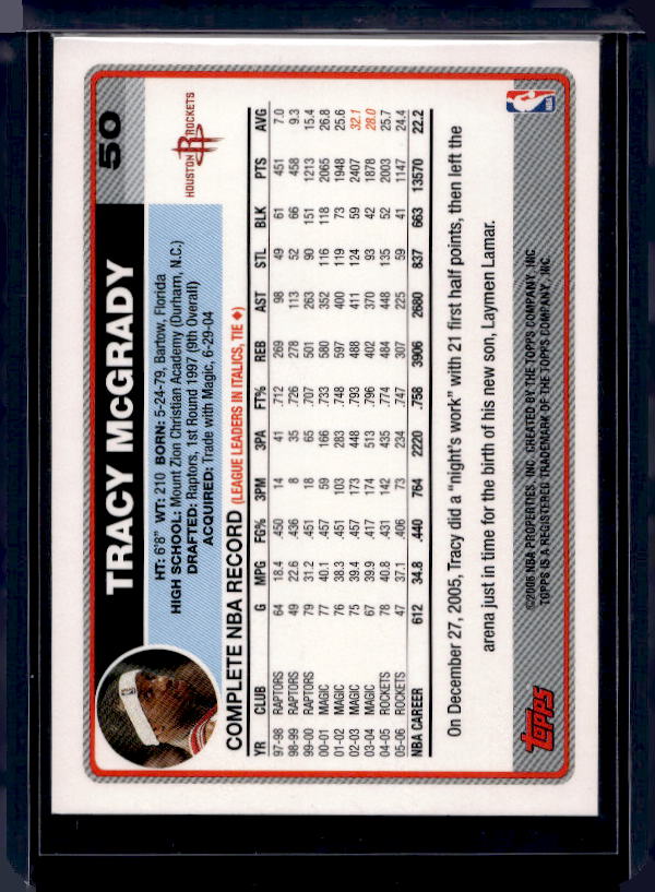 2006-07 Topps #50 Tracy McGrady