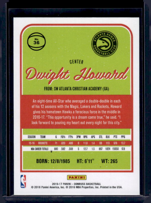 2016-17 Donruss #36 Dwight Howard