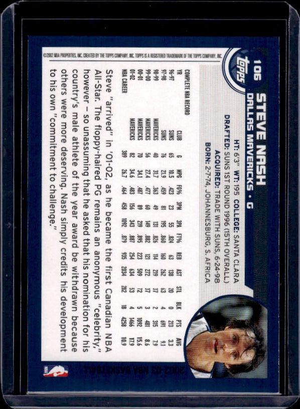 2002-03 Topps #106 Steve Nash
