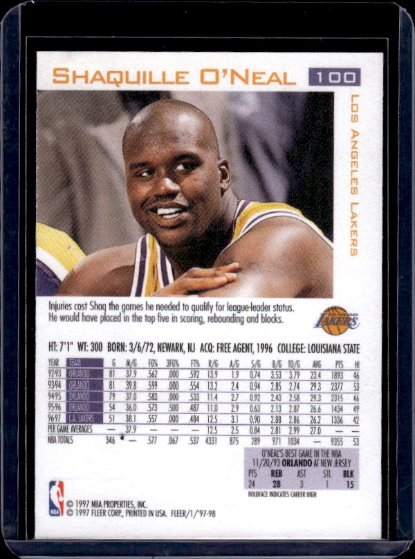 1997-98 Fleer #100 Shaquille O'Neal