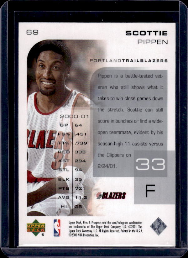 2001-02 Upper Deck Pros & Prospects #69 Scottie Pippen