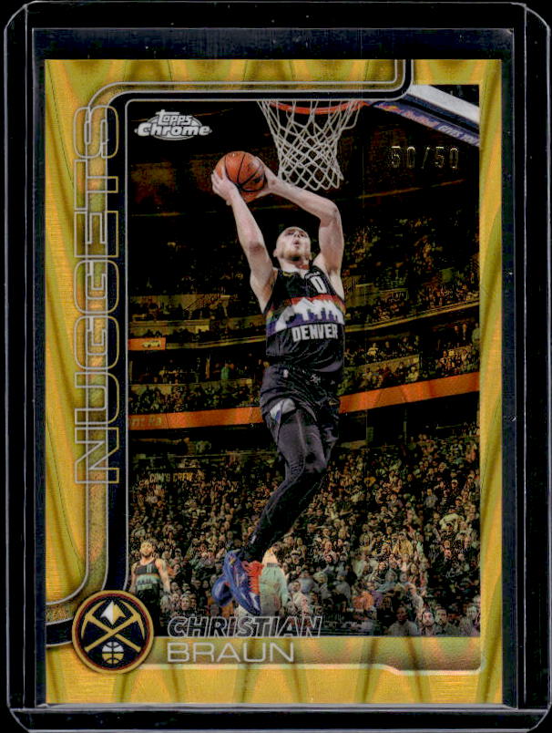 2025-26 Topps Chrome Update #115 Christian Braun Gold RayWave Refractor #/50
