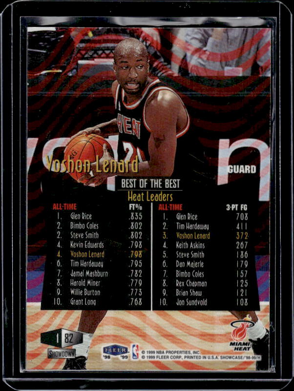 1998-99 Flair Showcase #82 Voshon Lenard Flair Showcase Row 1 #/6000